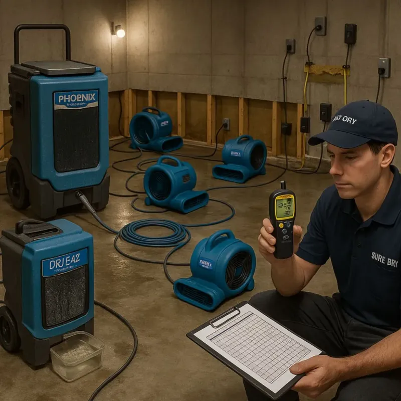 Structural Drying and Dehumidification process in Wales, MA